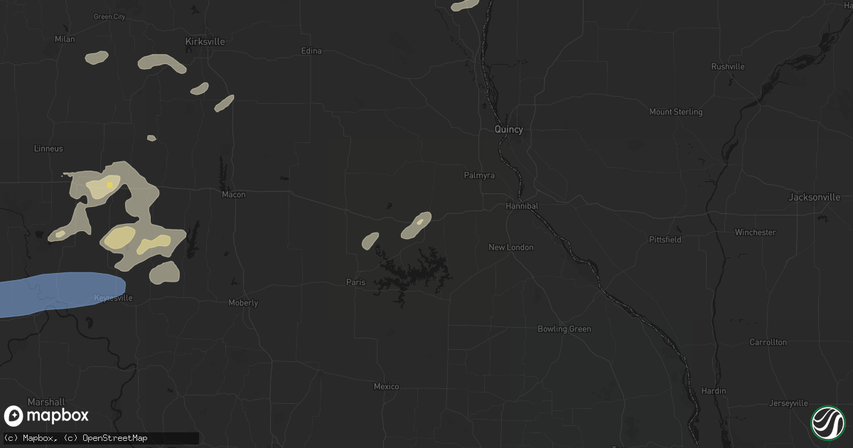Hail map in Monroe City, MO on October 13, 2026