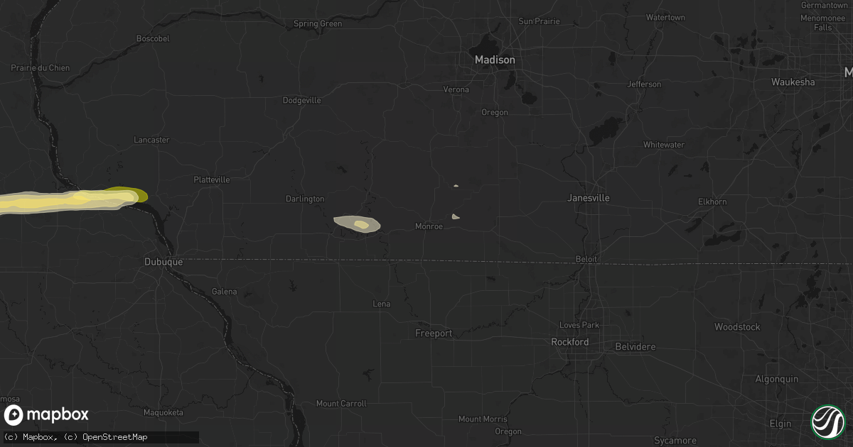 Hail map in Monroe, WI on October 13, 2026