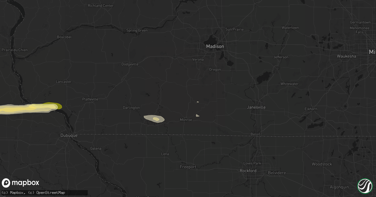 Hail map in Monticello, WI on October 13, 2026