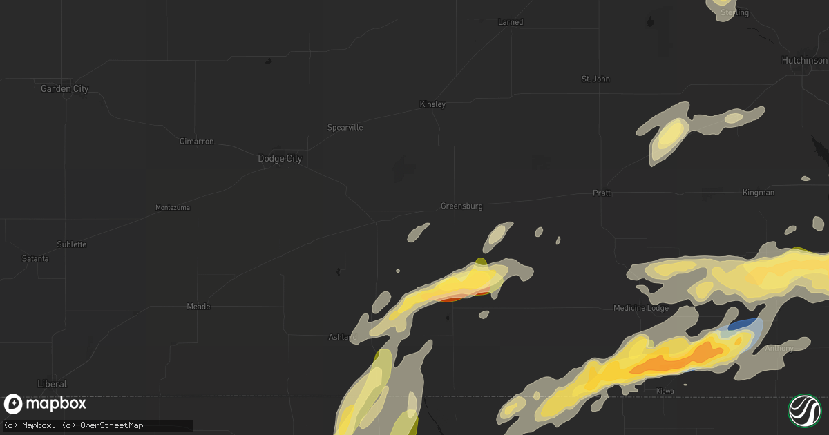 Hail map in Mullinville, KS on October 13, 2026