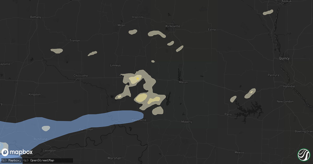Hail map in New Cambria, MO on October 13, 2026