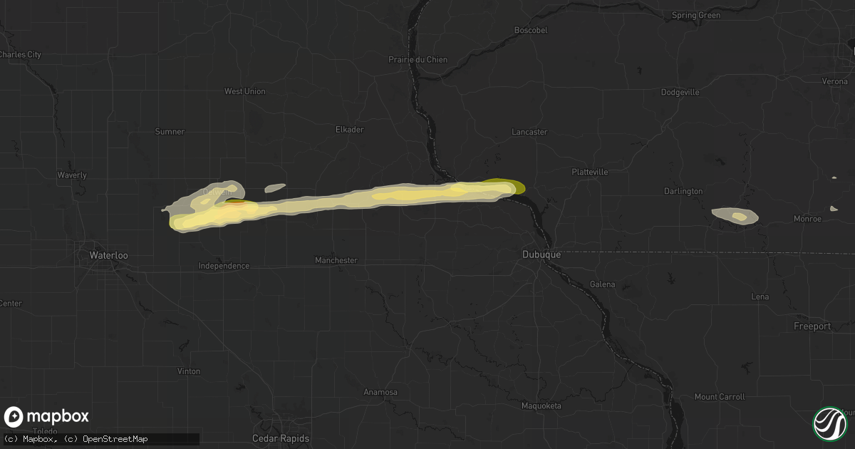 Hail map in New Vienna, IA on October 13, 2026