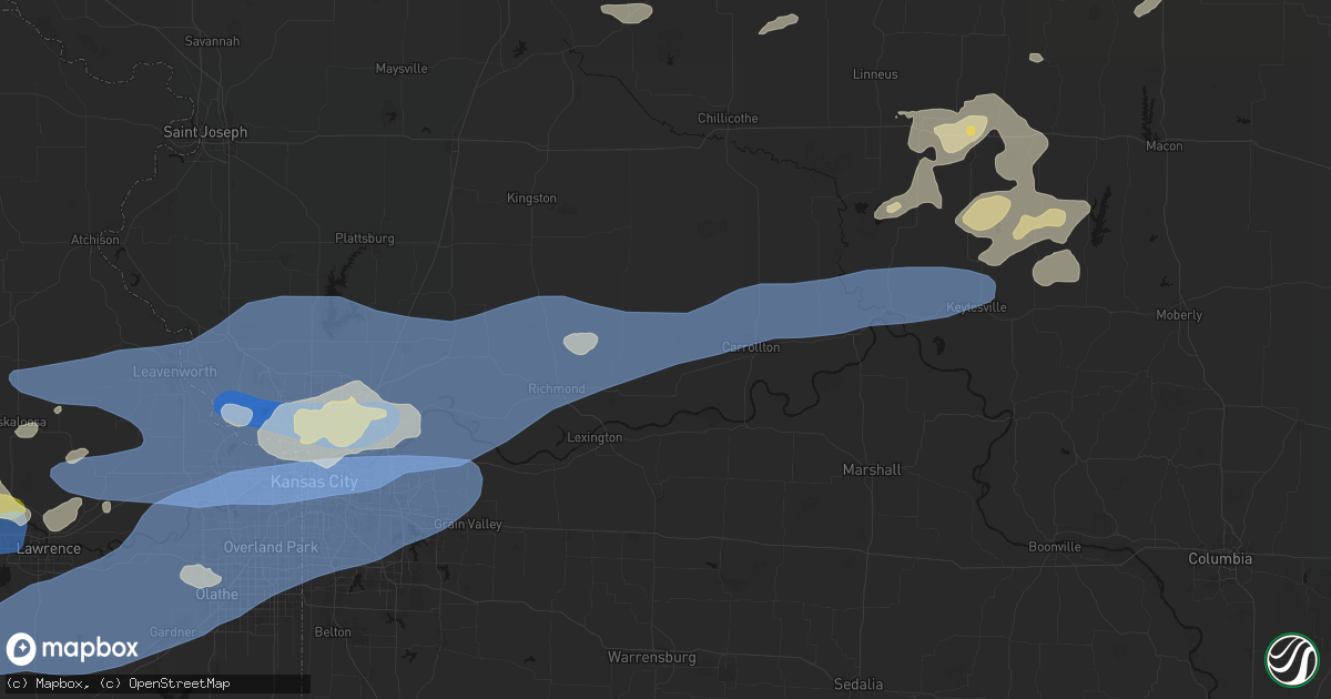 Hail map in Norborne, MO on October 13, 2026