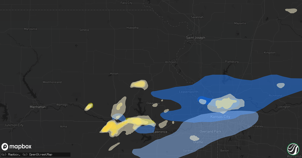 Hail map in Nortonville, KS on October 13, 2026