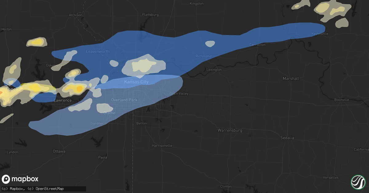 Hail map in Oak Grove, MO on October 13, 2026