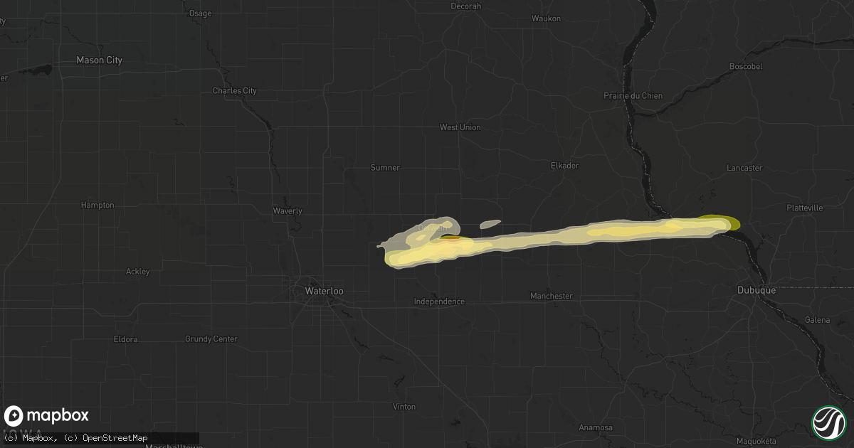 Hail map in Oelwein, IA on October 13, 2026