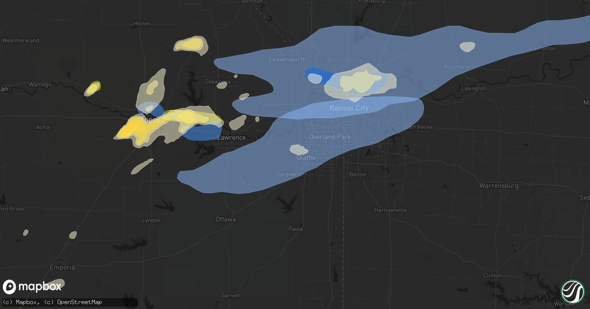 Hail map in Olathe, KS on October 13, 2026