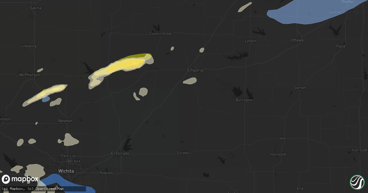 Hail map in Olpe, KS on October 13, 2026