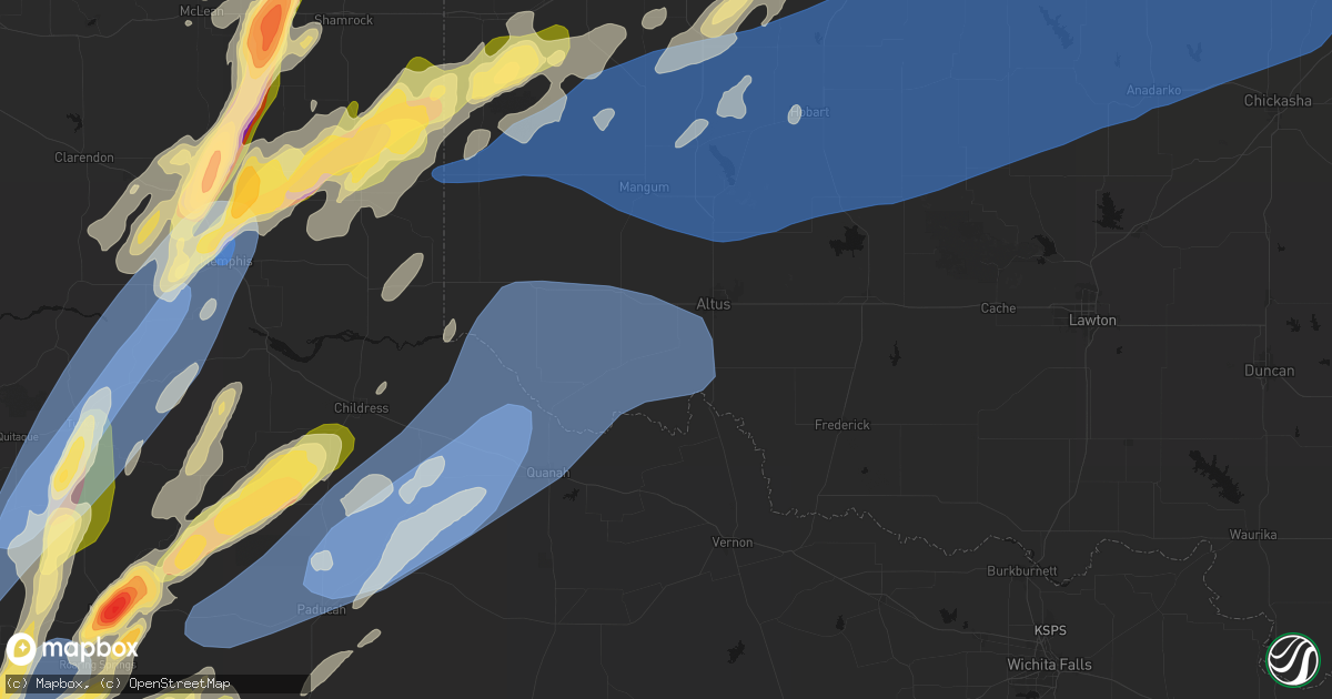 Hail map in Olustee, OK on October 13, 2026