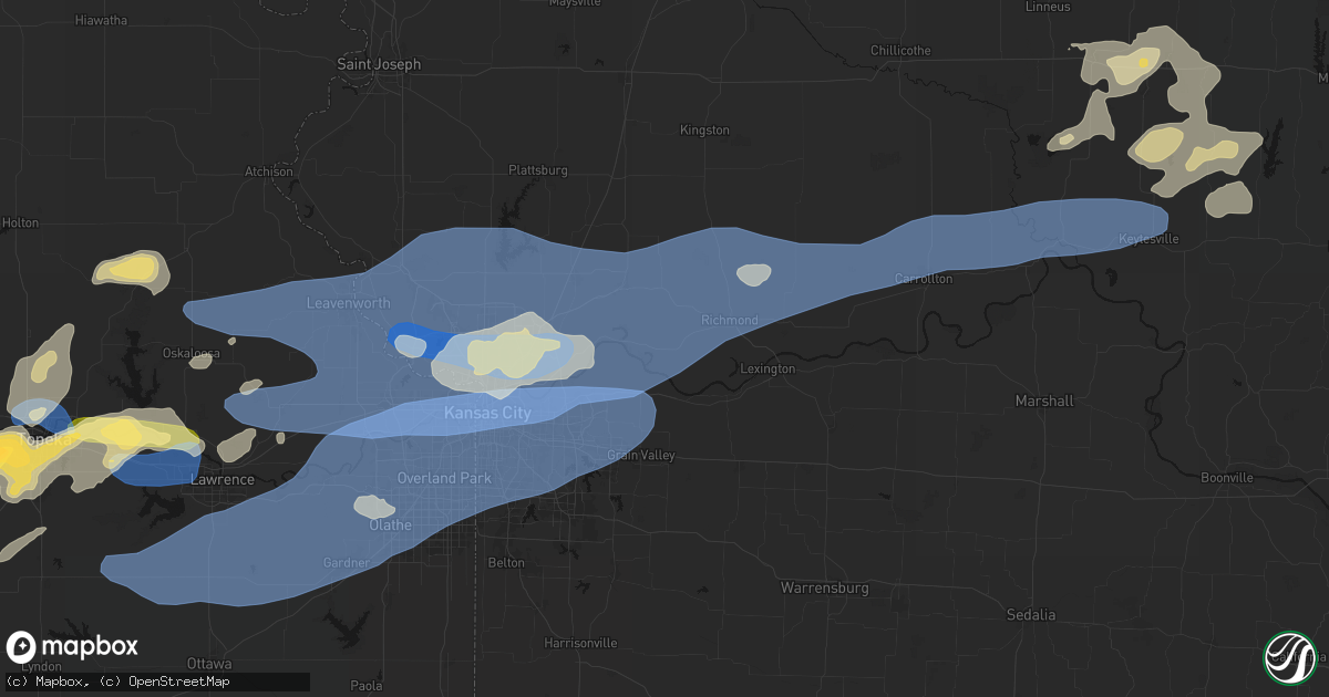 Hail map in Orrick, MO on October 13, 2026