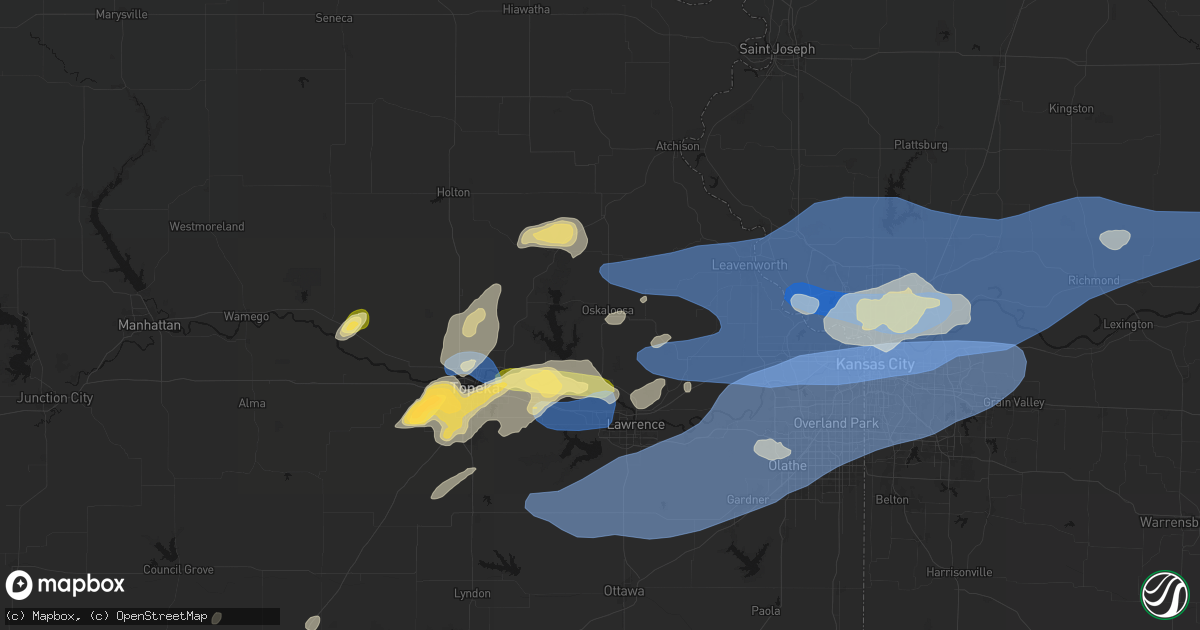 Hail map in Oskaloosa, KS on October 13, 2026