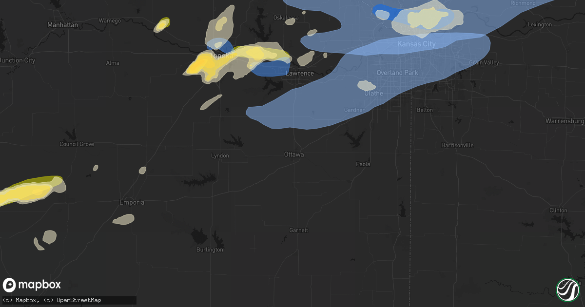 Hail map in Ottawa, KS on October 13, 2026