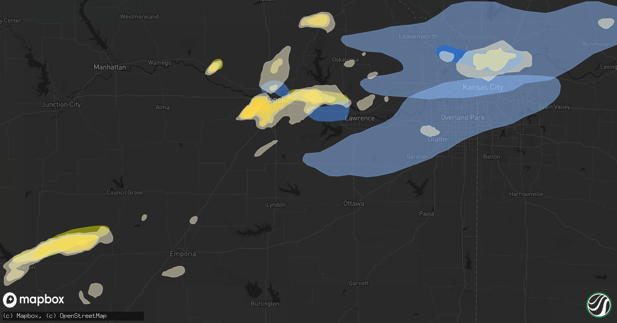 Hail map in Overbrook, KS on October 13, 2026