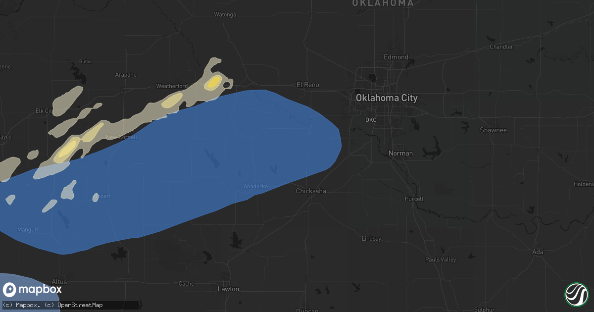 Hail map in Pocasset, OK on October 13, 2026