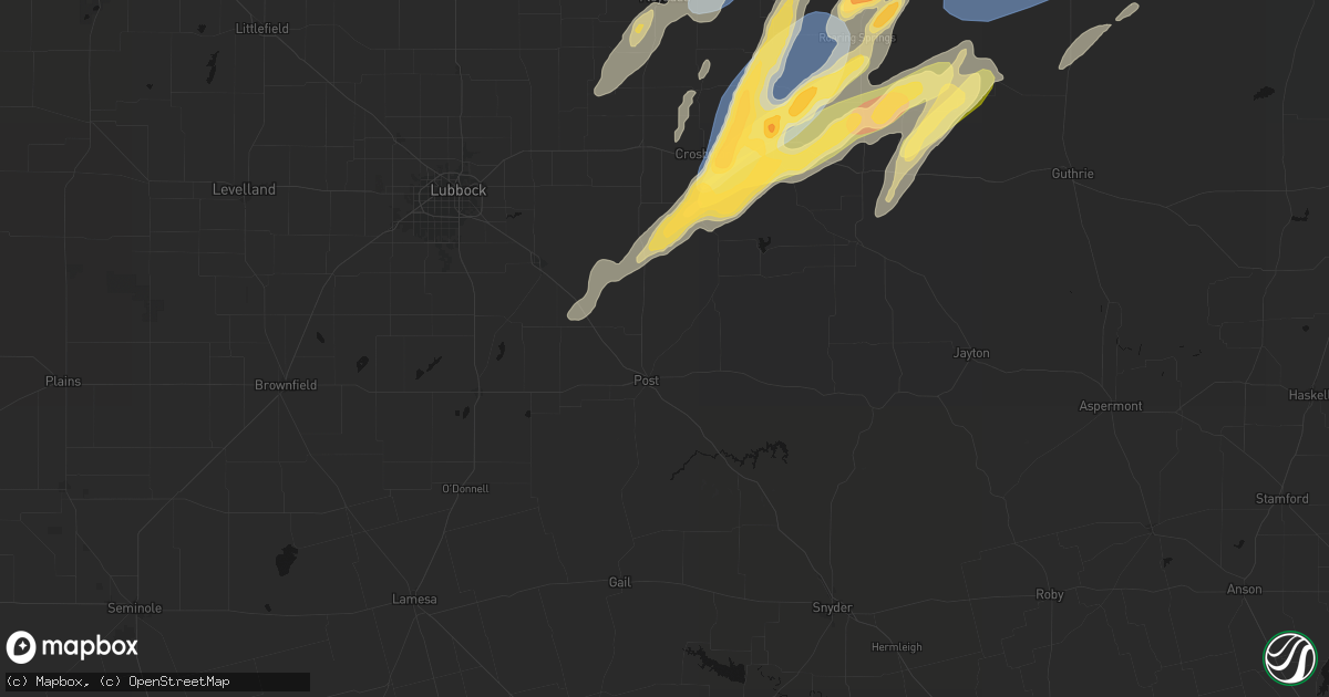 Hail map in Post, TX on October 13, 2026