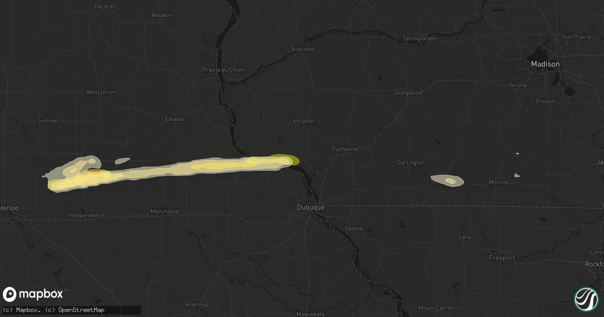 Hail map in Potosi, WI on October 13, 2026