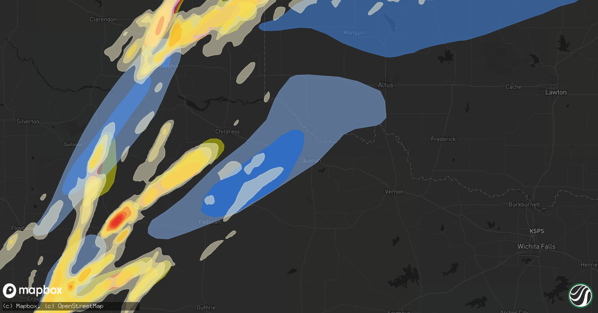 Hail map in Quanah, TX on October 13, 2026