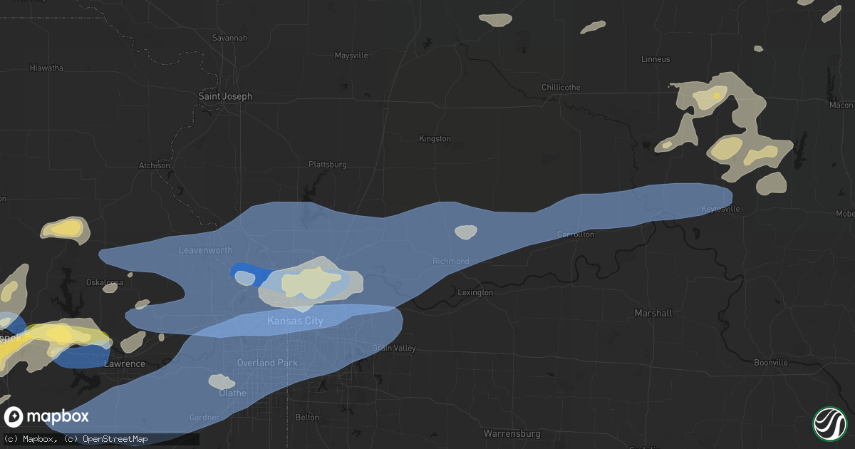 Hail map in Rayville, MO on October 13, 2026