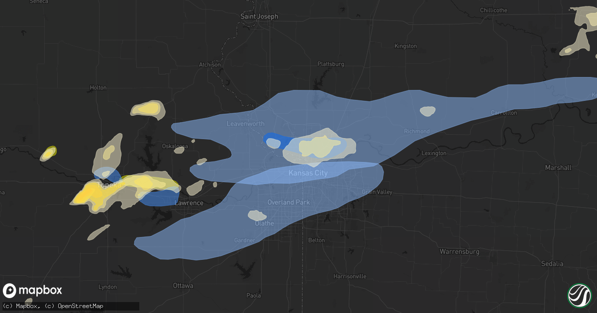 Hail map in Riverside, MO on October 13, 2026