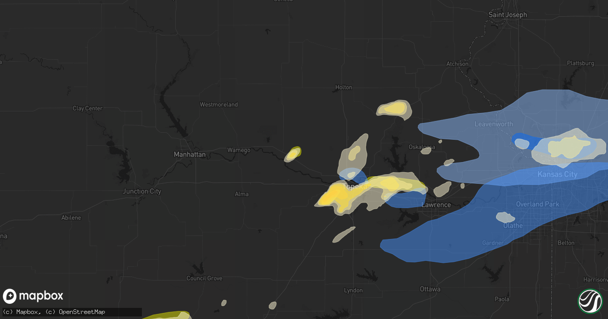 Hail map in Rossville, KS on October 13, 2026