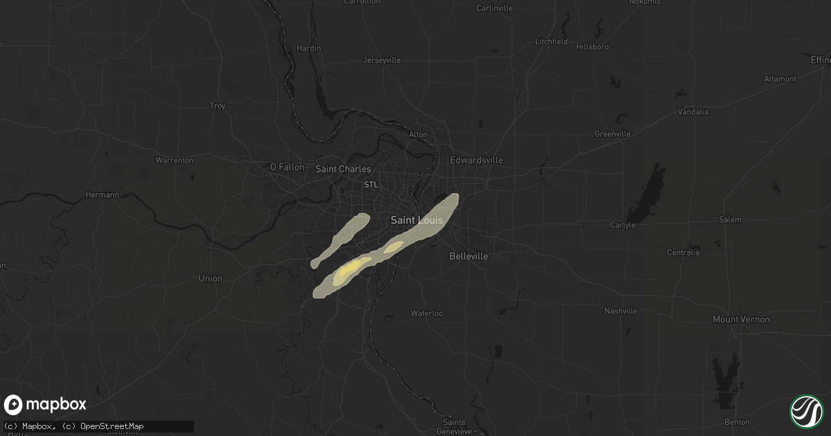 Hail map in Saint Louis, MO on October 13, 2026