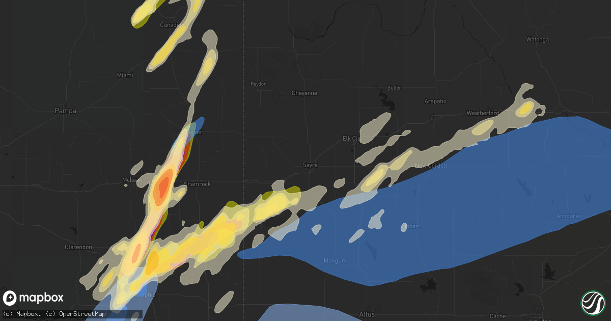 Hail map in Sayre, OK on October 13, 2026