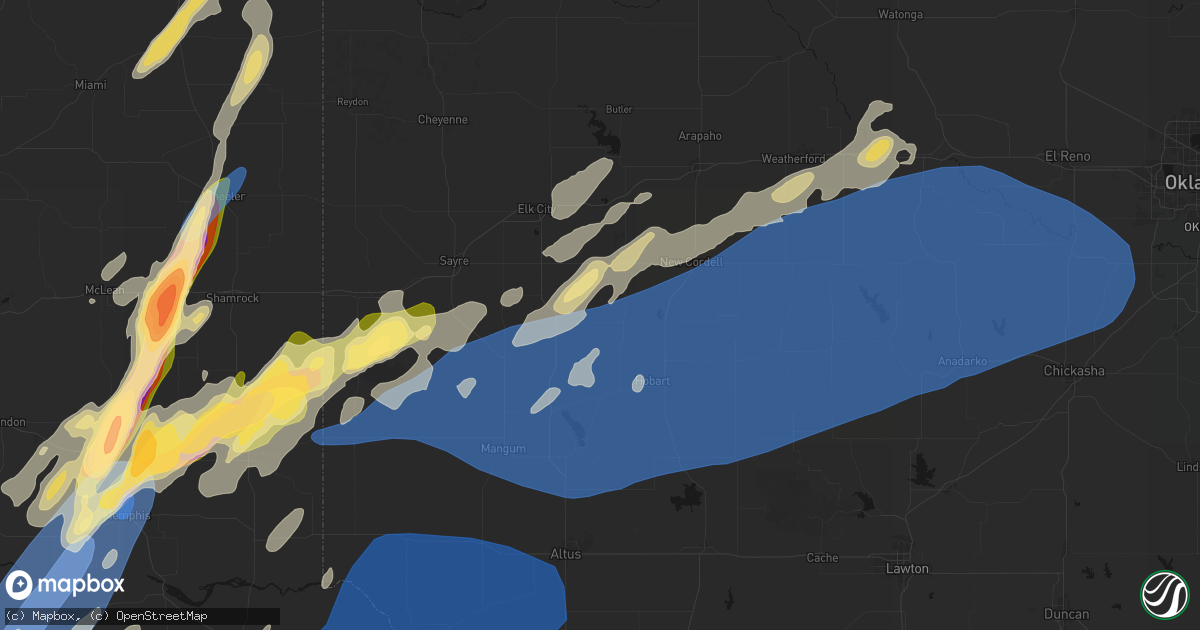 Hail map in Sentinel, OK on October 13, 2026