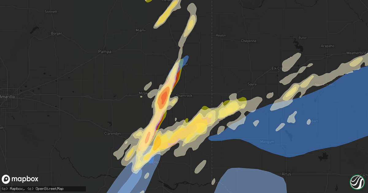 Hail map in Shamrock, TX on October 13, 2026