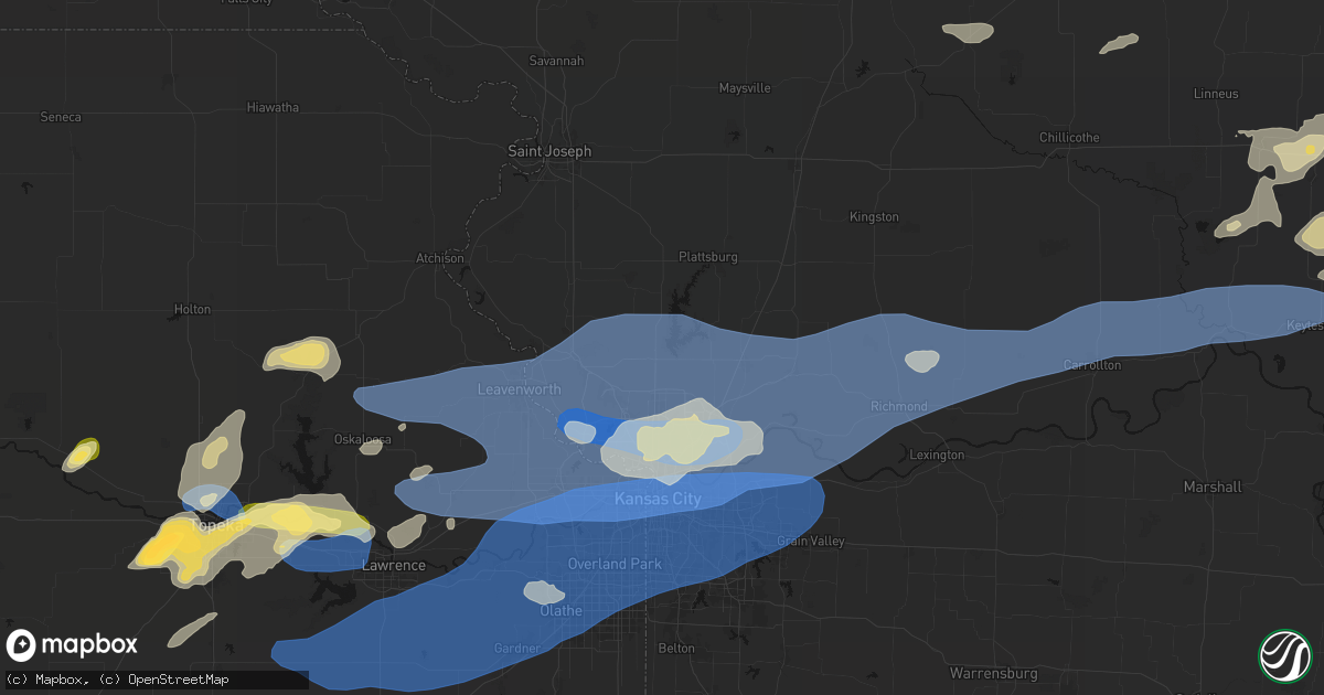 Hail map in Smithville, MO on October 13, 2026