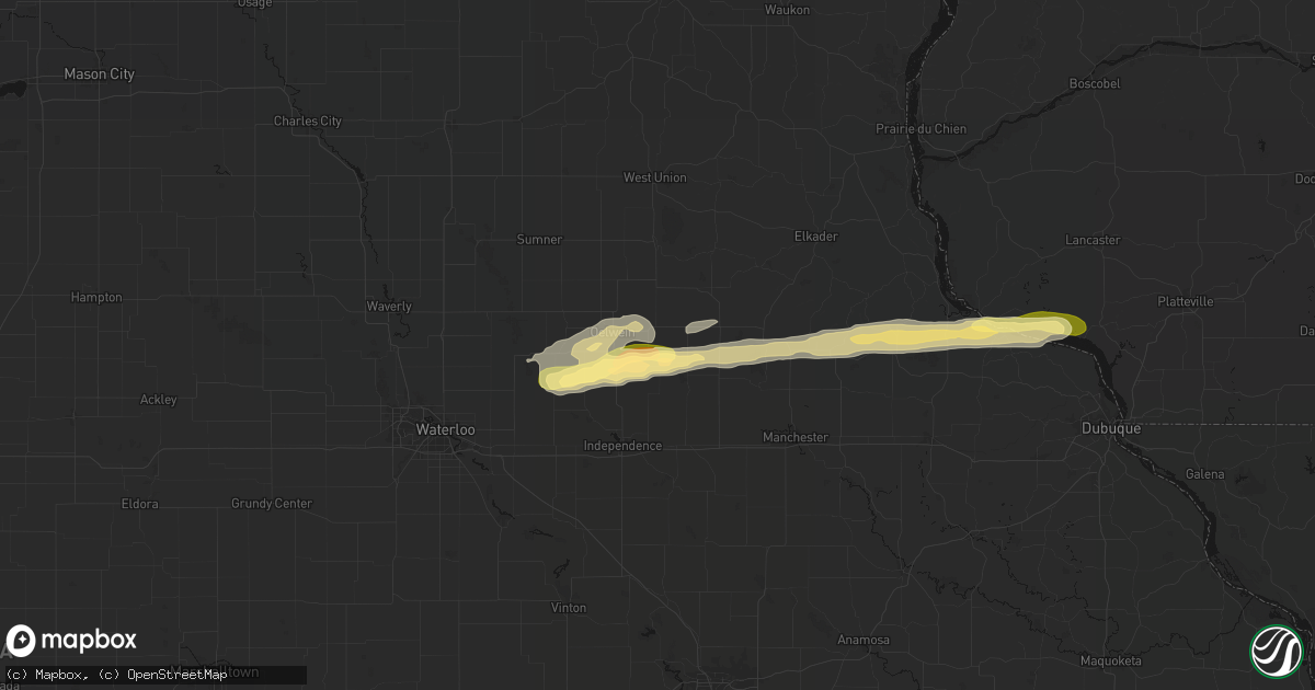 Hail map in Stanley, IA on October 13, 2026
