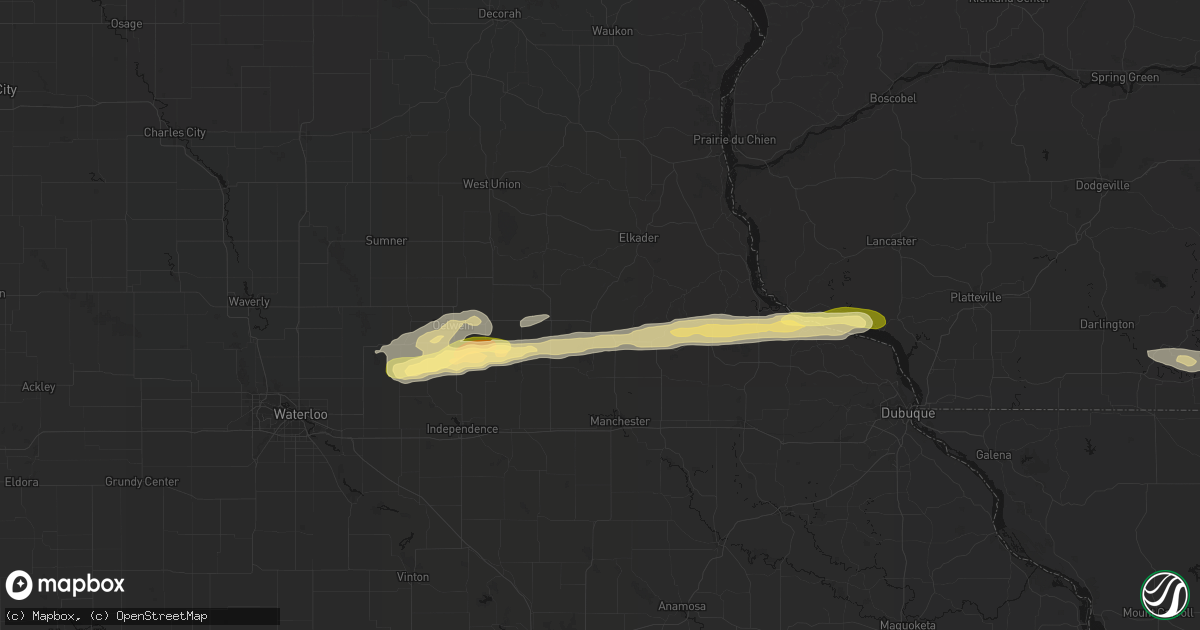 Hail map in Strawberry Point, IA on October 13, 2026