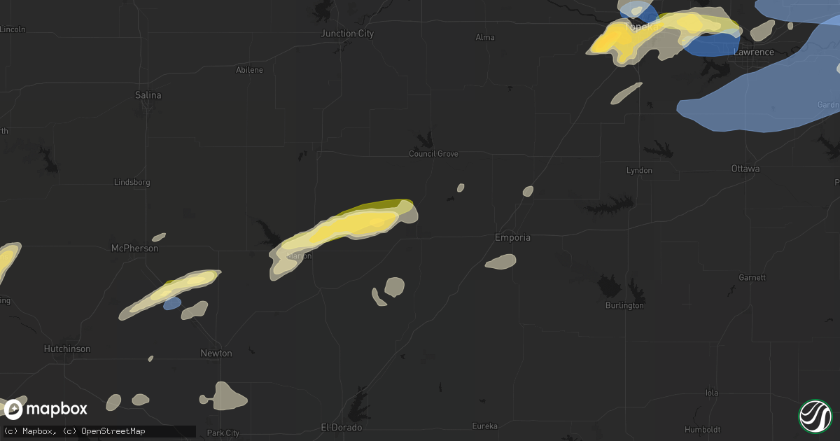 Hail map in Strong City, KS on October 13, 2026
