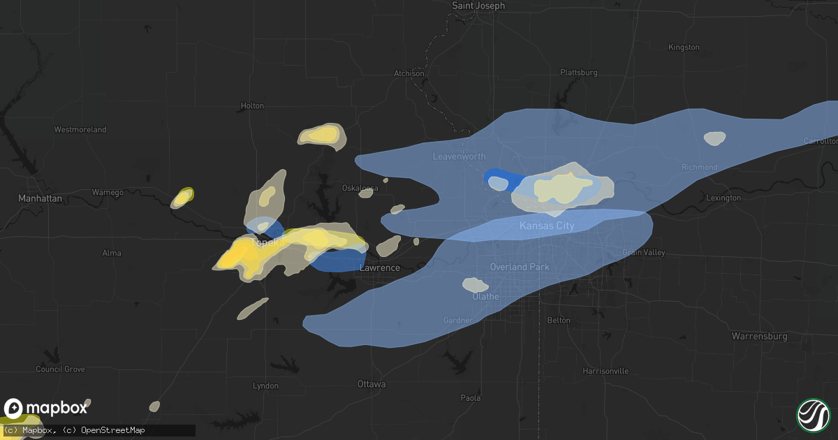 Hail map in Tonganoxie, KS on October 13, 2026