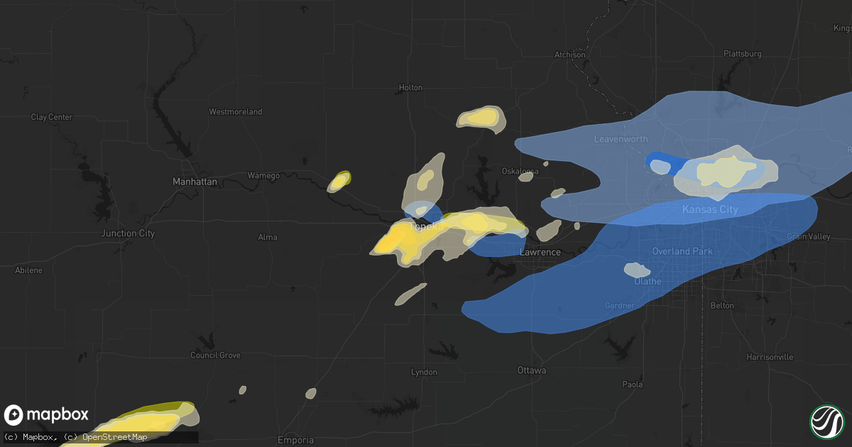 Hail map in Topeka, KS on October 13, 2026