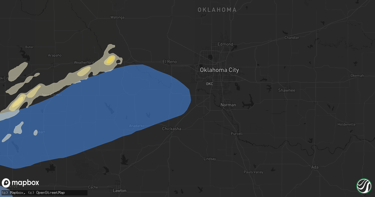 Hail map in Tuttle, OK on October 13, 2026