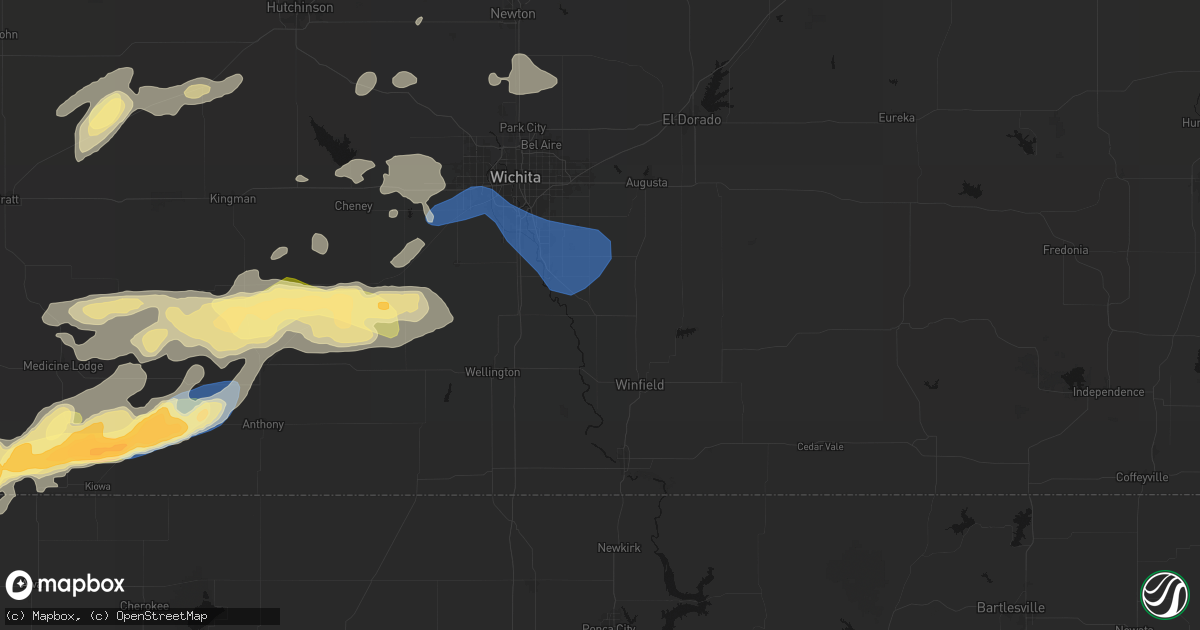 Hail map in Udall, KS on October 13, 2026