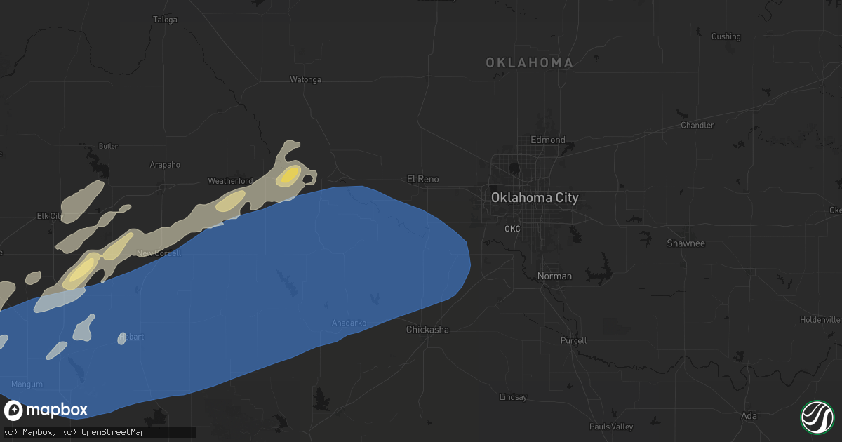 Hail map in Union City, OK on October 13, 2026
