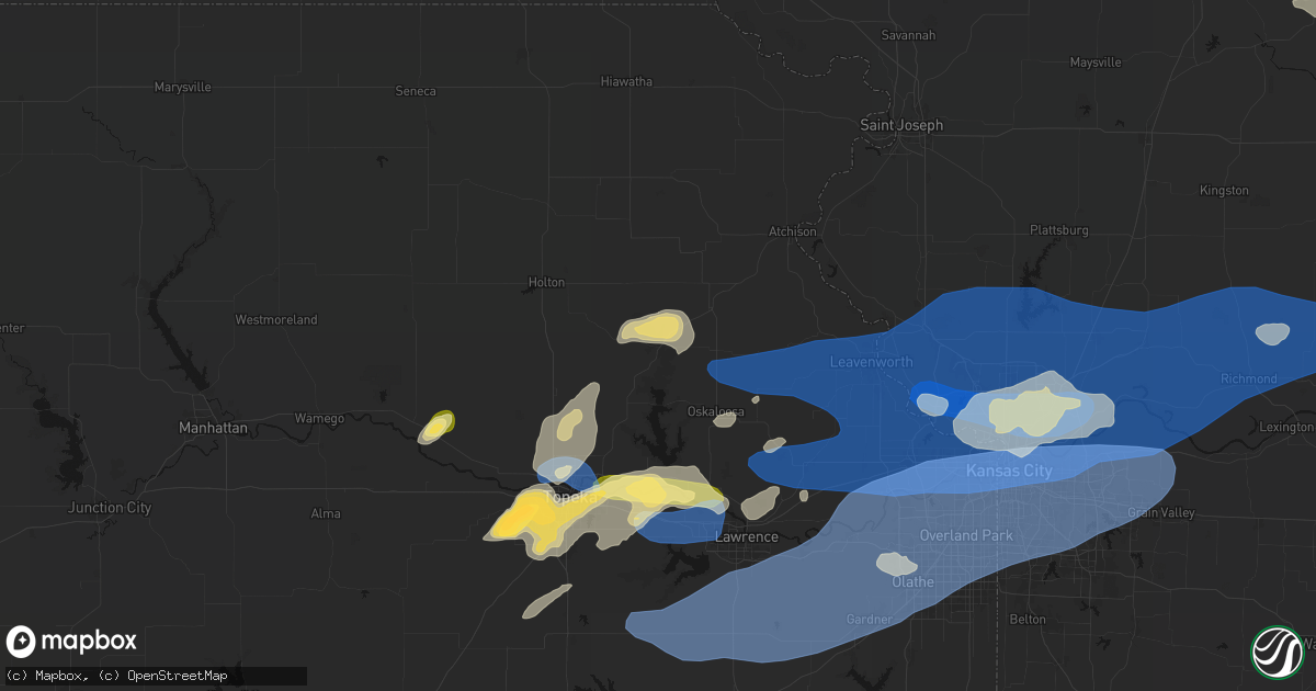 Hail map in Valley Falls, KS on October 13, 2026