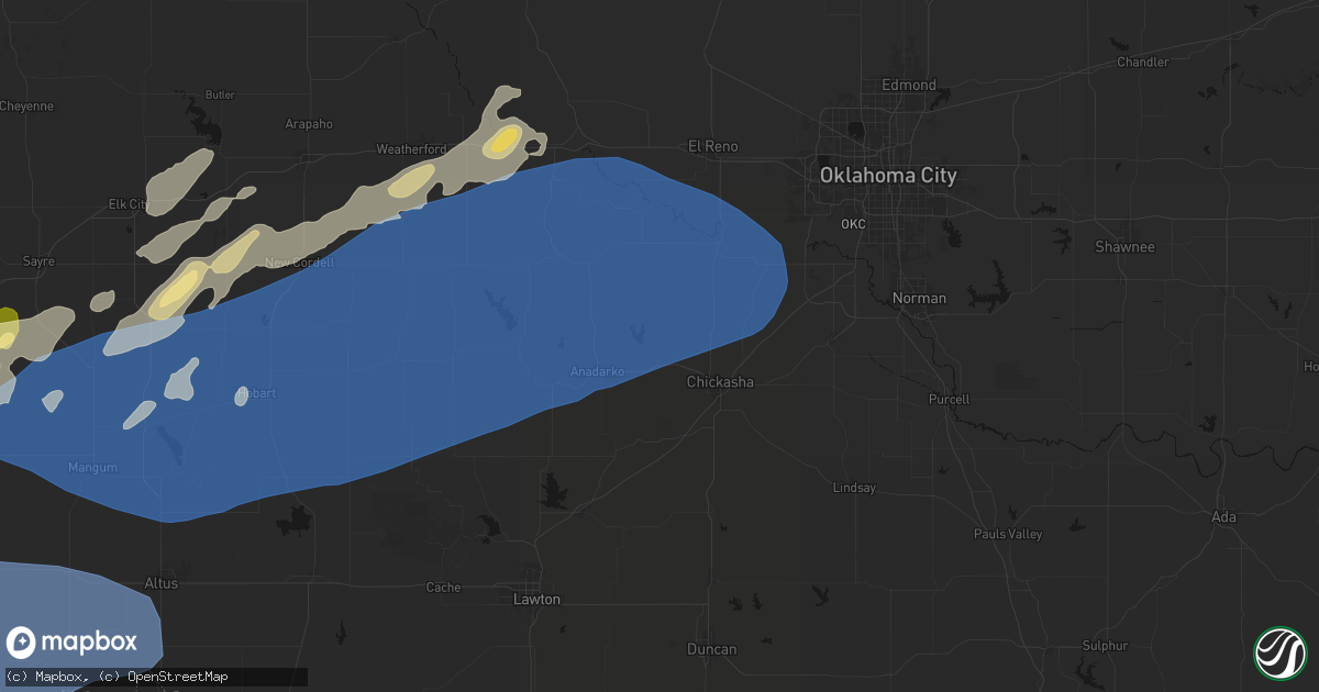 Hail map in Verden, OK on October 13, 2026