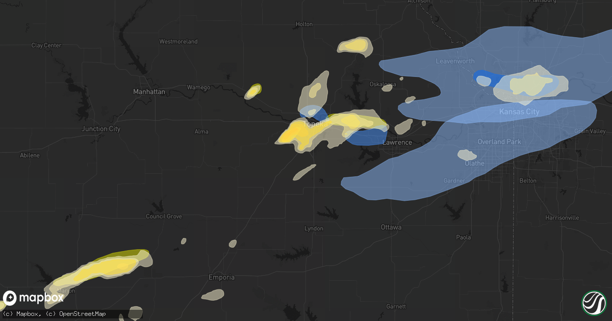 Hail map in Wakarusa, KS on October 13, 2026