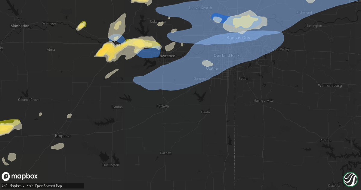 Hail map in Wellsville, KS on October 13, 2026