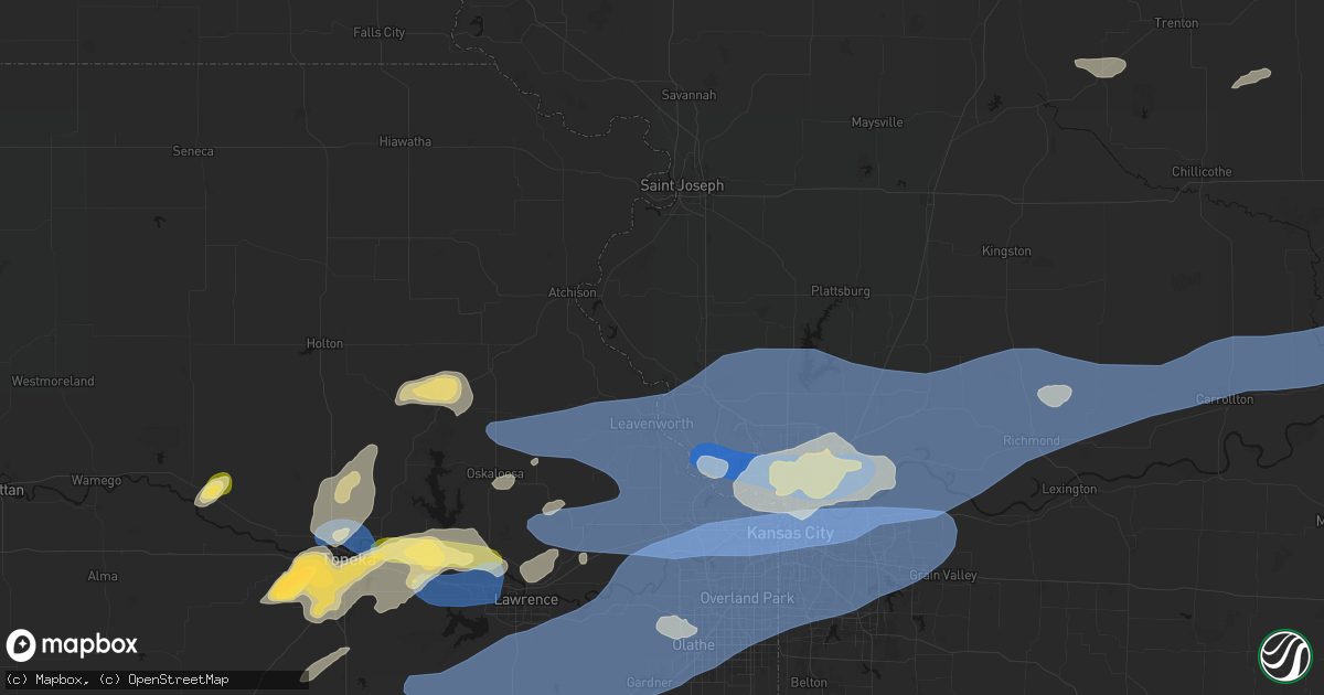 Hail map in Weston, MO on October 13, 2026