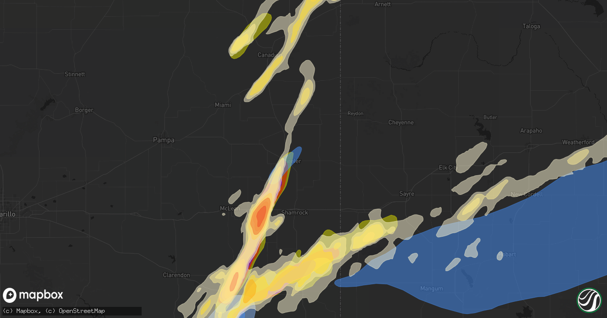 Hail map in Wheeler, TX on October 13, 2026