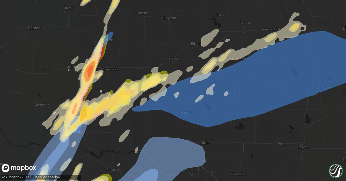Hail map in Willow, OK on October 13, 2026
