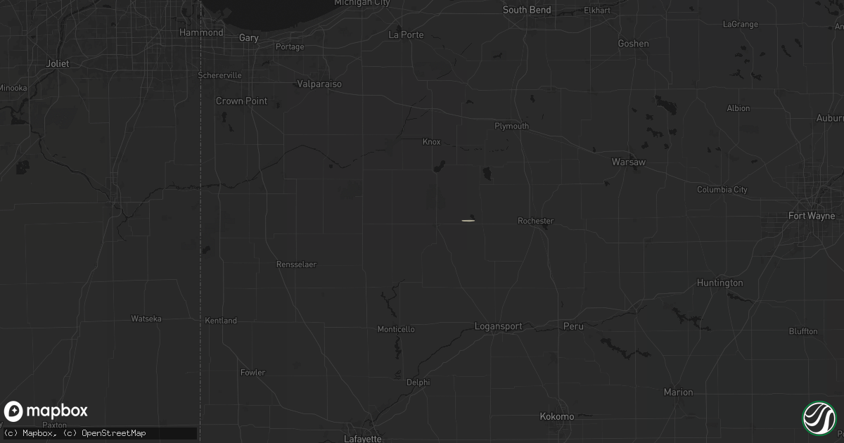 Hail map in Winamac, IN on October 13, 2026