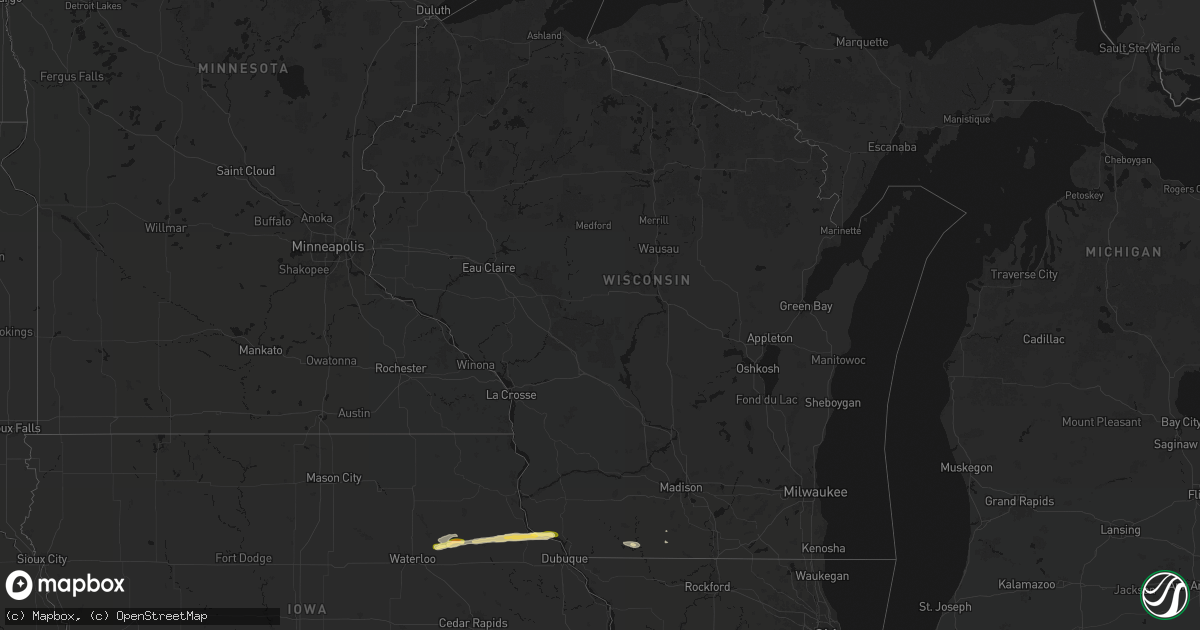 Hail map in Wisconsin on October 13, 2026