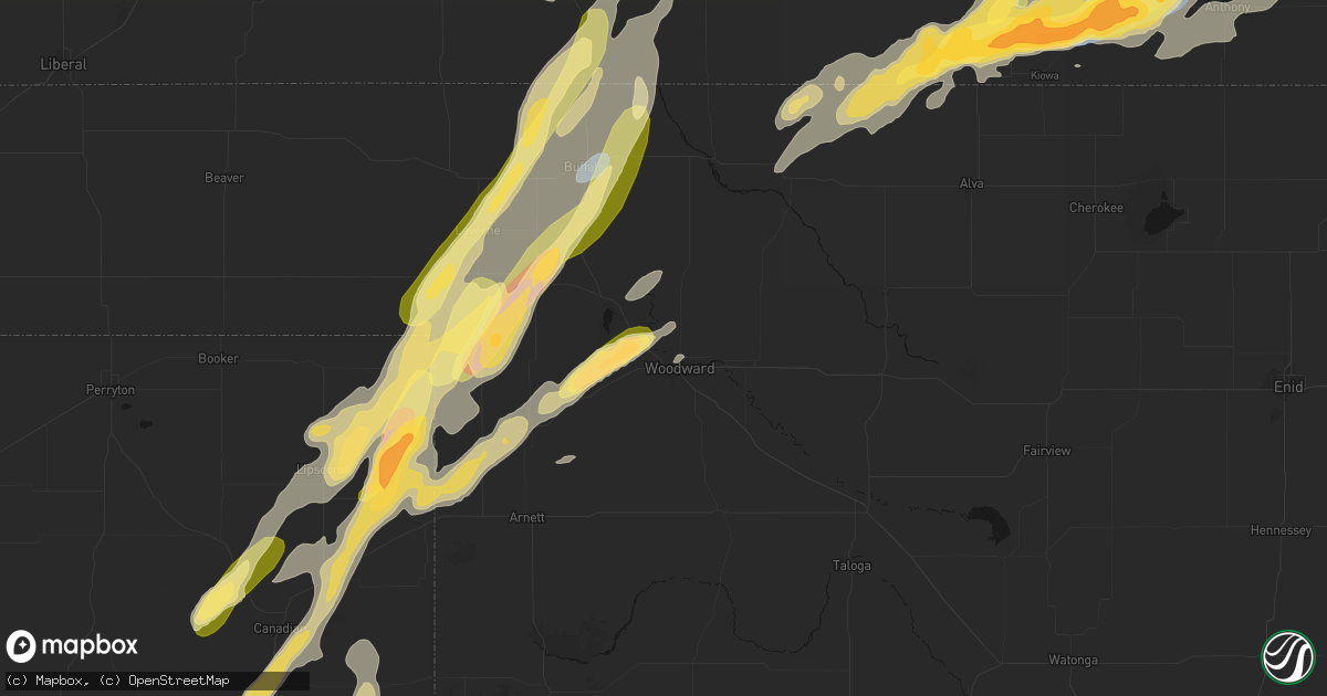 Hail map in Woodward, OK on October 13, 2026