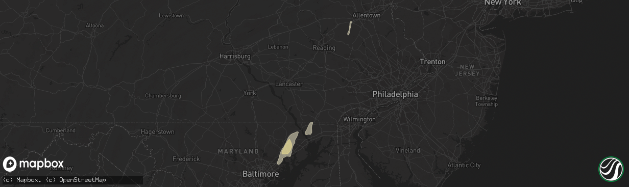 Hail map in Colora, MD on October 14, 2011