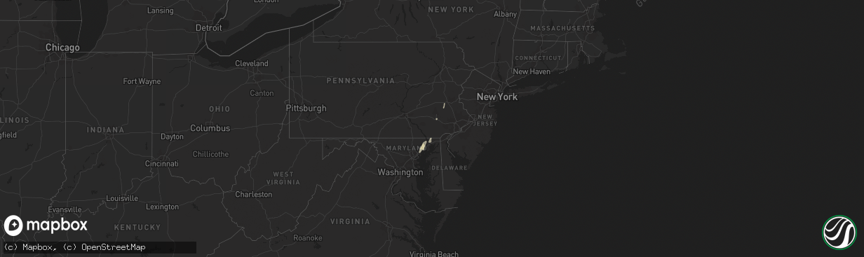 Hail map in Maryland on October 14, 2011