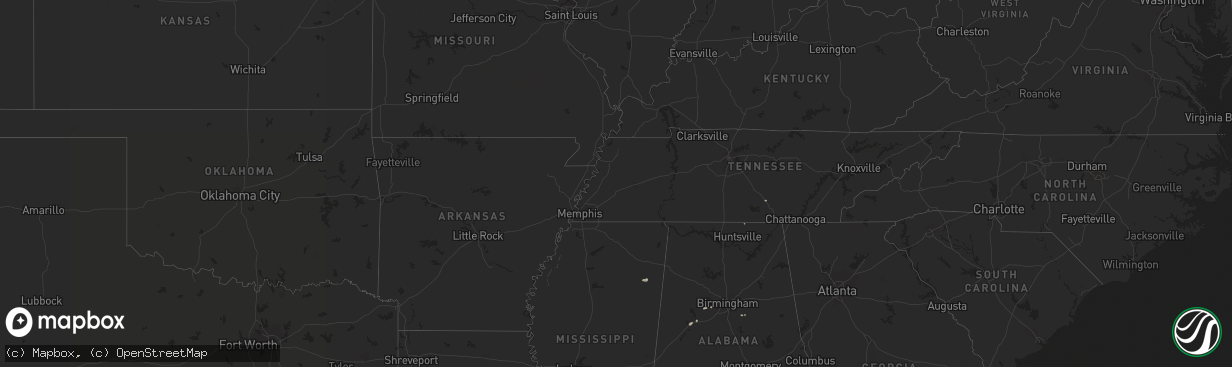 Hail map in Mississippi on October 14, 2012